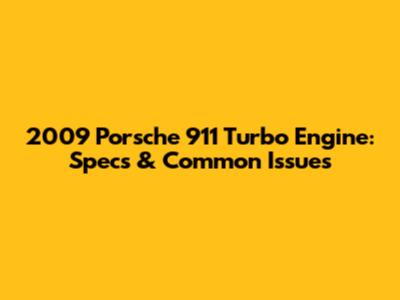 2009 Porsche 911 Turbo Engine: Specs & Common Issues