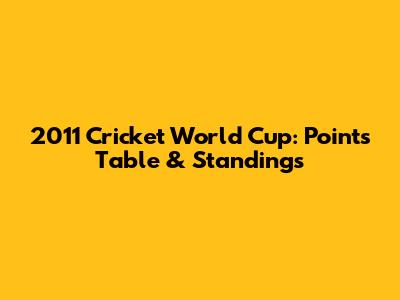 2011 Cricket World Cup: Points Table & Standings