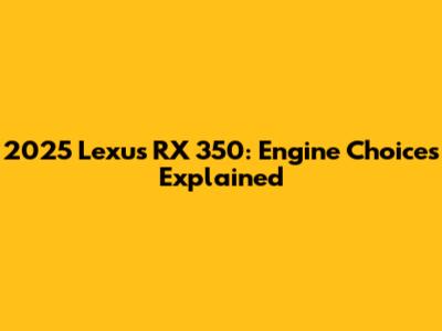 2025 Lexus RX 350: Engine Choices Explained