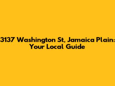 3137 Washington St, Jamaica Plain: Your Local Guide