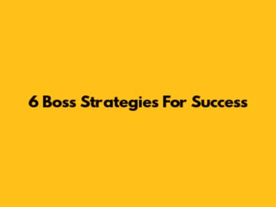 6 Boss Strategies For Success