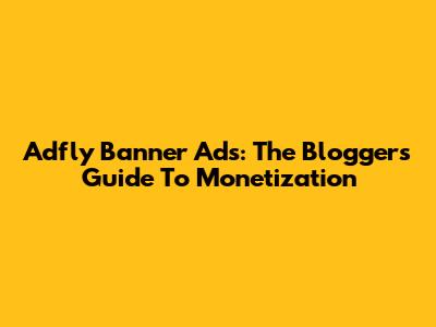 Adfly Banner Ads: The Blogger's Guide To Monetization