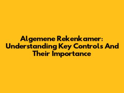 Algemene Rekenkamer: Understanding Key Controls And Their Importance