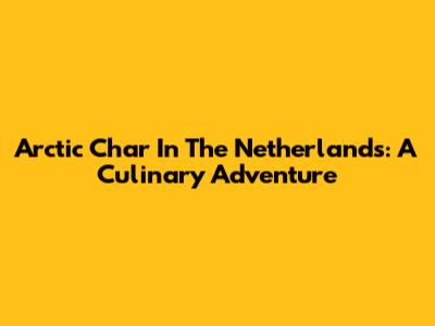 Arctic Char In The Netherlands: A Culinary Adventure