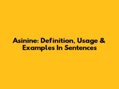 Asinine: Definition, Usage & Examples In Sentences
