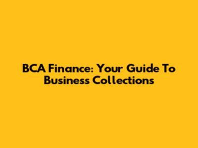 BCA Finance: Your Guide To Business Collections