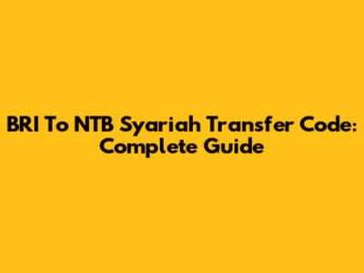 BRI To NTB Syariah Transfer Code: Complete Guide