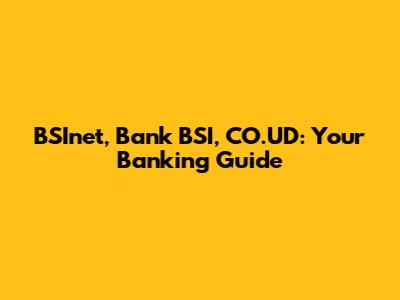 BSInet, Bank BSI, CO.UD: Your Banking Guide