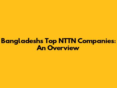 Bangladesh's Top NTTN Companies: An Overview