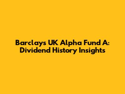 Barclays UK Alpha Fund A: Dividend History Insights