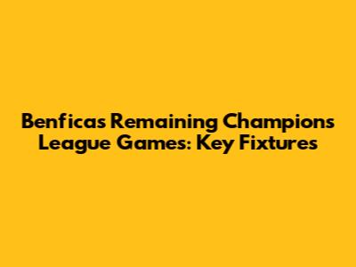 Benfica's Remaining Champions League Games: Key Fixtures