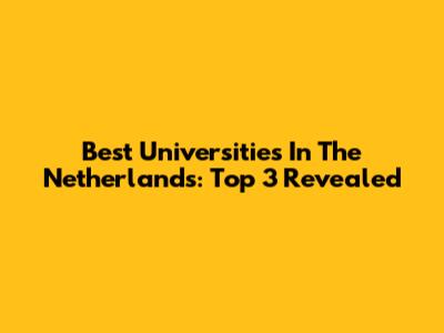 Best Universities In The Netherlands: Top 3 Revealed