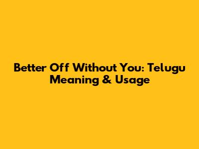 Better Off Without You: Telugu Meaning & Usage