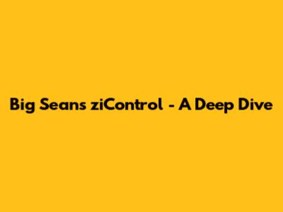 Big Sean's "ziControl" - A Deep Dive