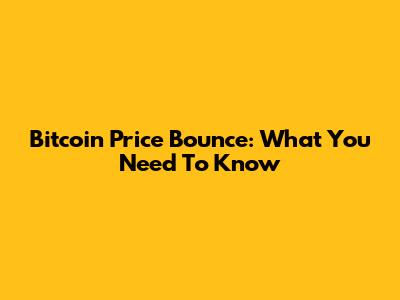Bitcoin Price Bounce: What You Need To Know