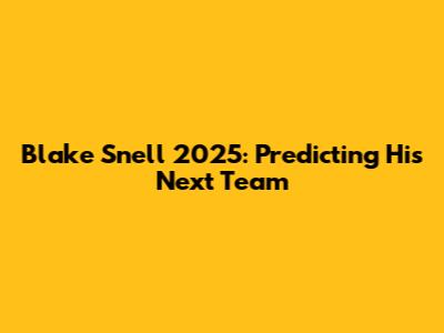 Blake Snell 2025: Predicting His Next Team
