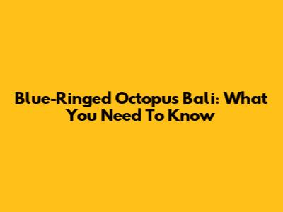 Blue-Ringed Octopus Bali: What You Need To Know
