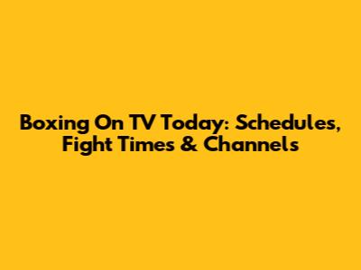 Boxing On TV Today: Schedules, Fight Times & Channels