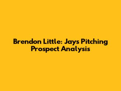 Brendon Little: Jays' Pitching Prospect Analysis