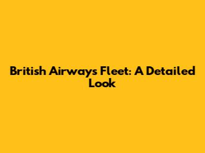 British Airways Fleet: A Detailed Look