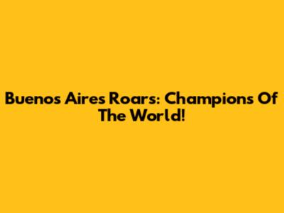Buenos Aires Roars: Champions Of The World!