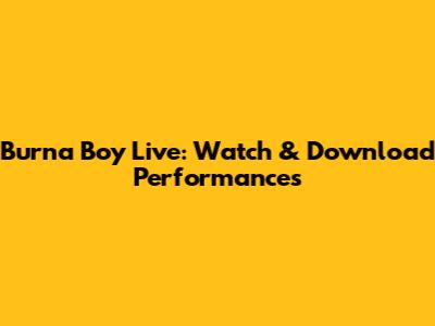 Burna Boy Live: Watch & Download Performances