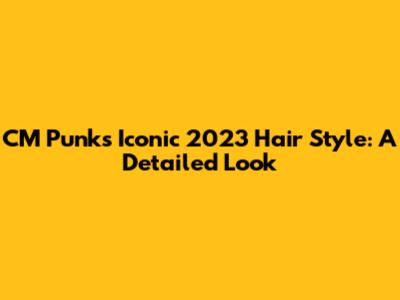 CM Punk's Iconic 2023 Hair Style: A Detailed Look