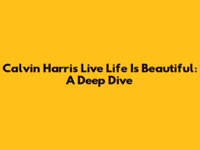 Calvin Harris Live Life Is Beautiful: A Deep Dive