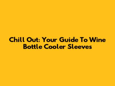 Chill Out: Your Guide To Wine Bottle Cooler Sleeves