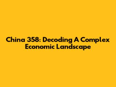 China 358: Decoding A Complex Economic Landscape
