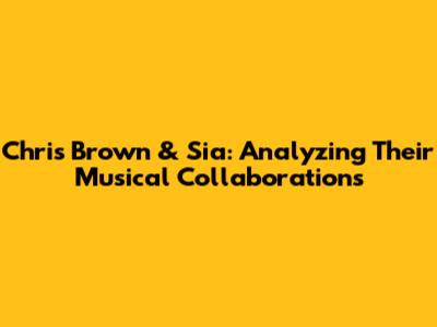 Chris Brown & Sia: Analyzing Their Musical Collaborations