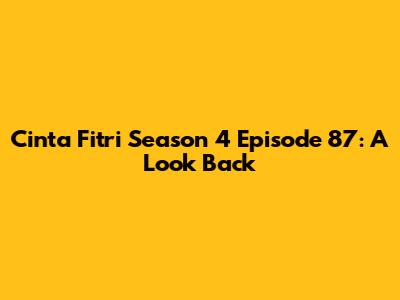 Cinta Fitri Season 4 Episode 87: A Look Back