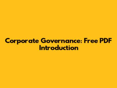 Corporate Governance: Free PDF Introduction