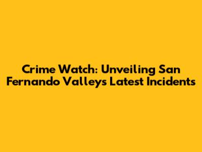 Crime Watch: Unveiling San Fernando Valley's Latest Incidents