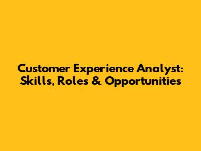 Customer Experience Analyst: Skills, Roles & Opportunities
