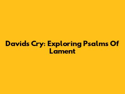 David's Cry: Exploring Psalms Of Lament