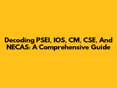 Decoding PSEI, IOS, CM, CSE, And NECAS: A Comprehensive Guide