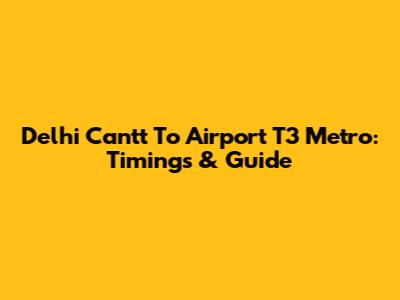 Delhi Cantt To Airport T3 Metro: Timings & Guide