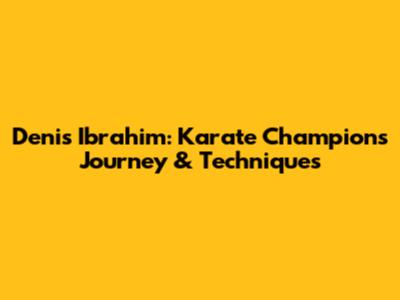 Denis Ibrahim: Karate Champion's Journey & Techniques