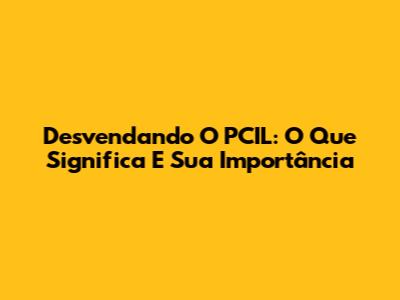 Desvendando O PCIL: O Que Significa E Sua Importância
