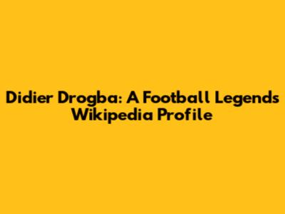 Didier Drogba: A Football Legend's Wikipedia Profile