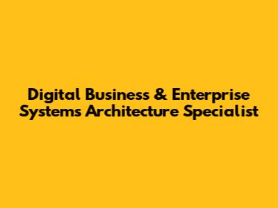 Digital Business & Enterprise Systems Architecture Specialist