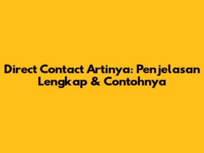 Direct Contact Artinya: Penjelasan Lengkap & Contohnya