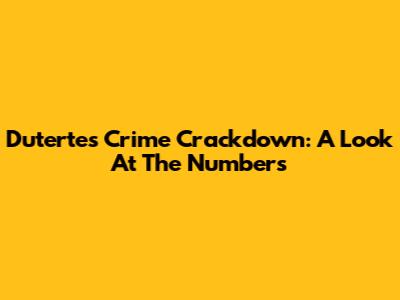 Duterte's Crime Crackdown: A Look At The Numbers