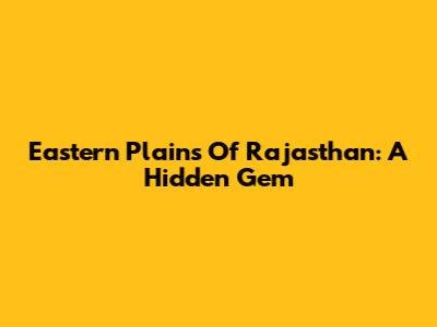 Eastern Plains Of Rajasthan: A Hidden Gem