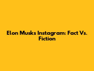 Elon Musk's Instagram: Fact Vs. Fiction