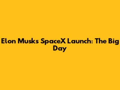 Elon Musk's SpaceX Launch: The Big Day