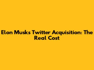 Elon Musk's Twitter Acquisition: The Real Cost