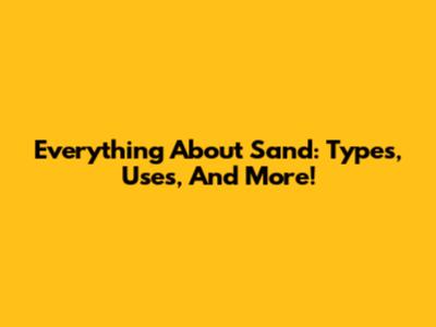 Everything About Sand: Types, Uses, And More!