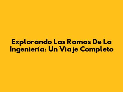 Explorando Las Ramas De La Ingeniería: Un Viaje Completo
